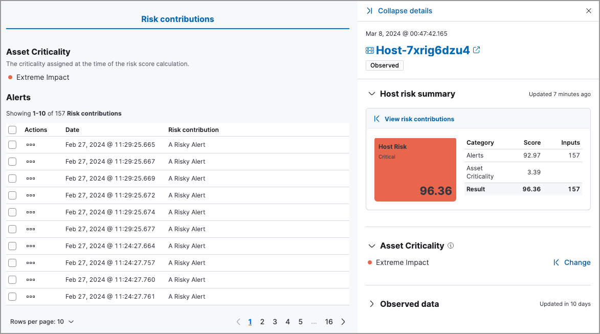 Host risk inputs