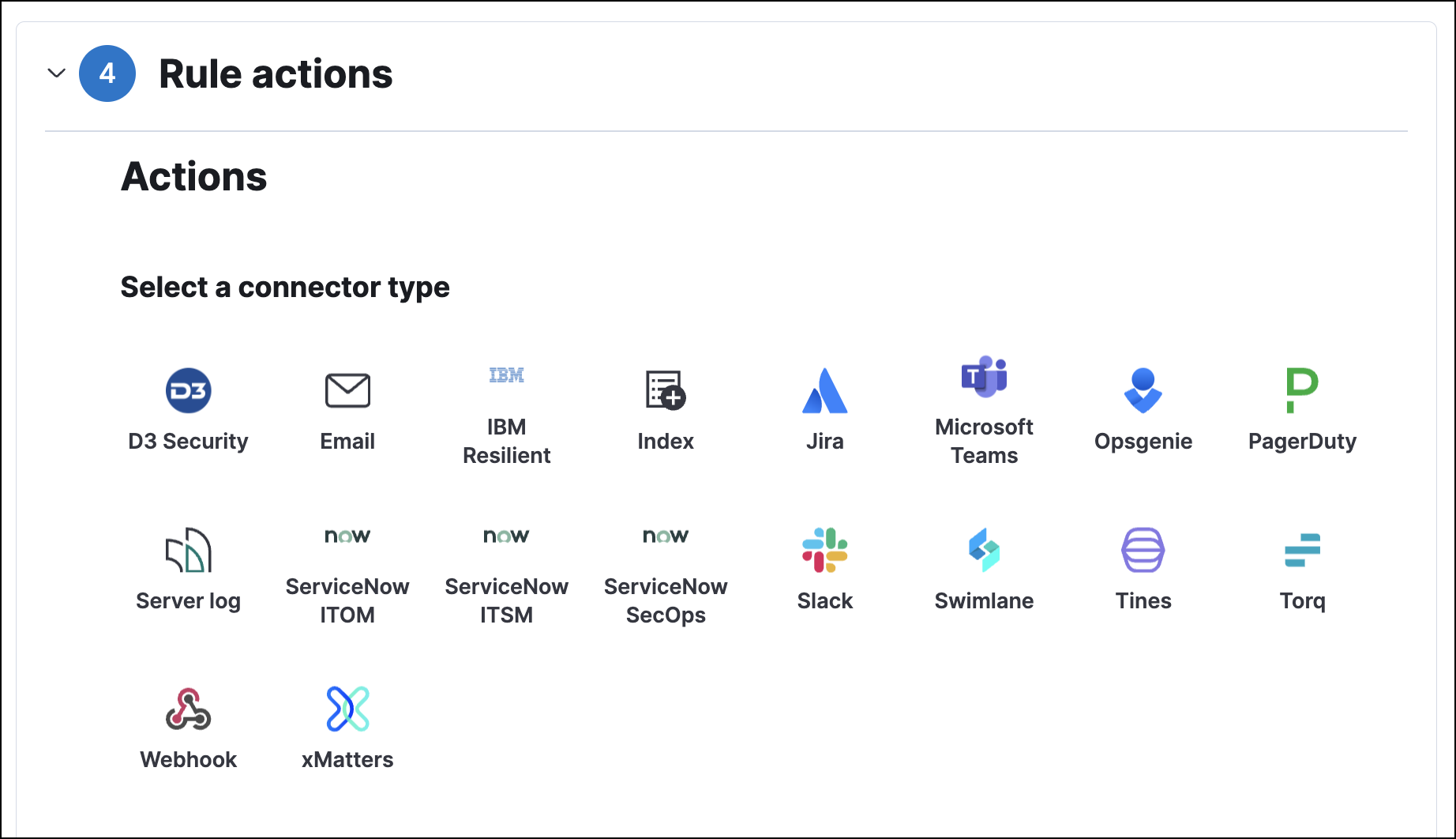 Available connector types