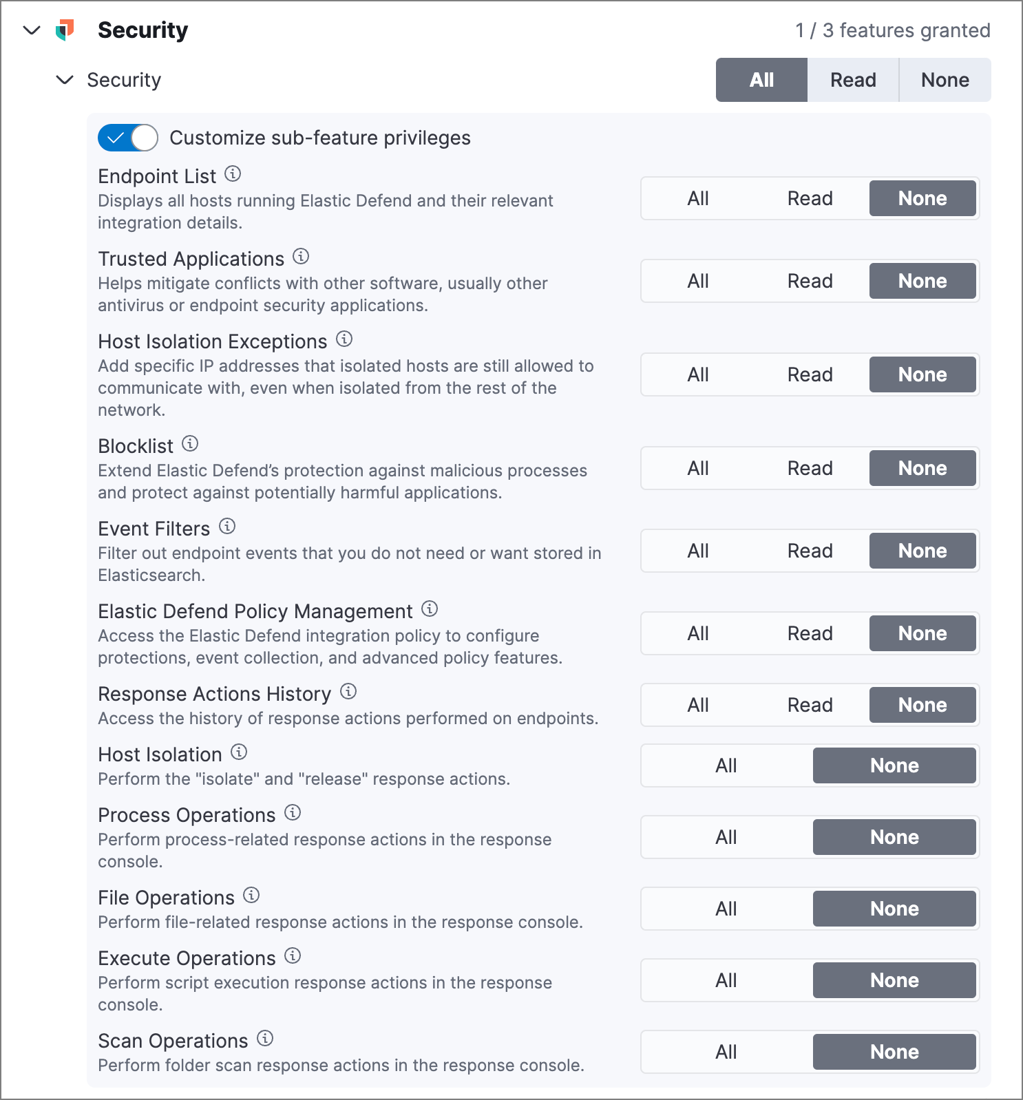 Configuring privileges in Kibana