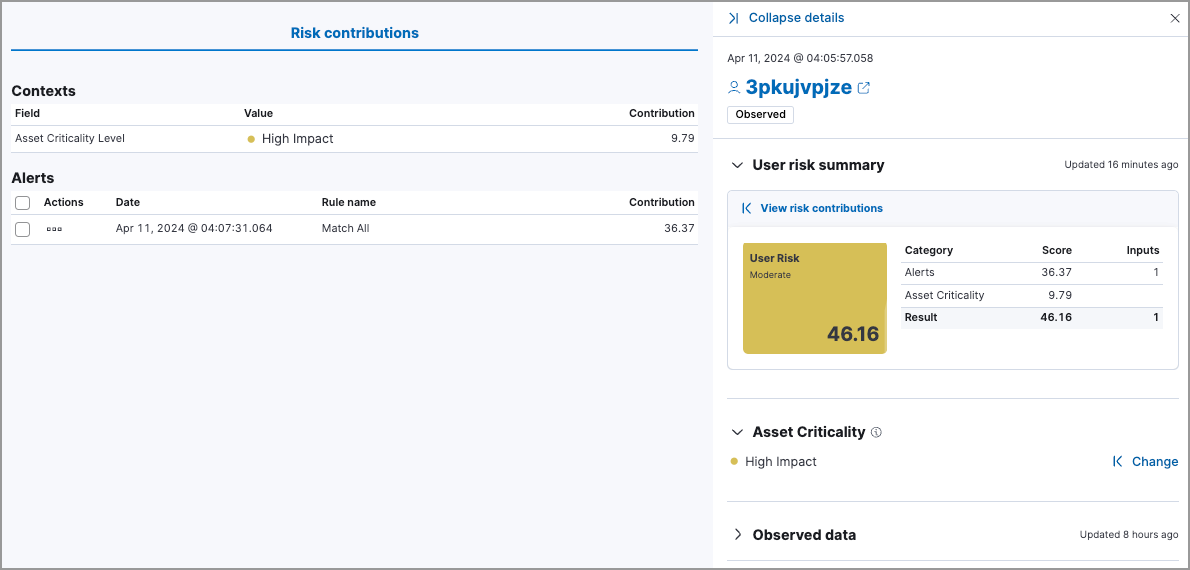 User risk inputs