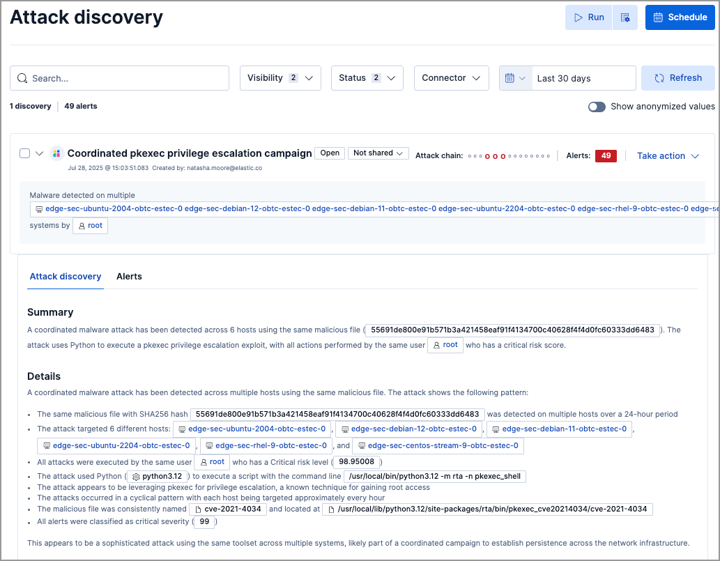 Saved attack discoveries