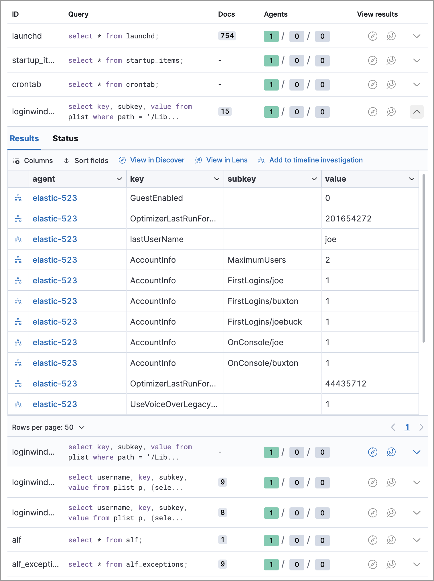 pack query results