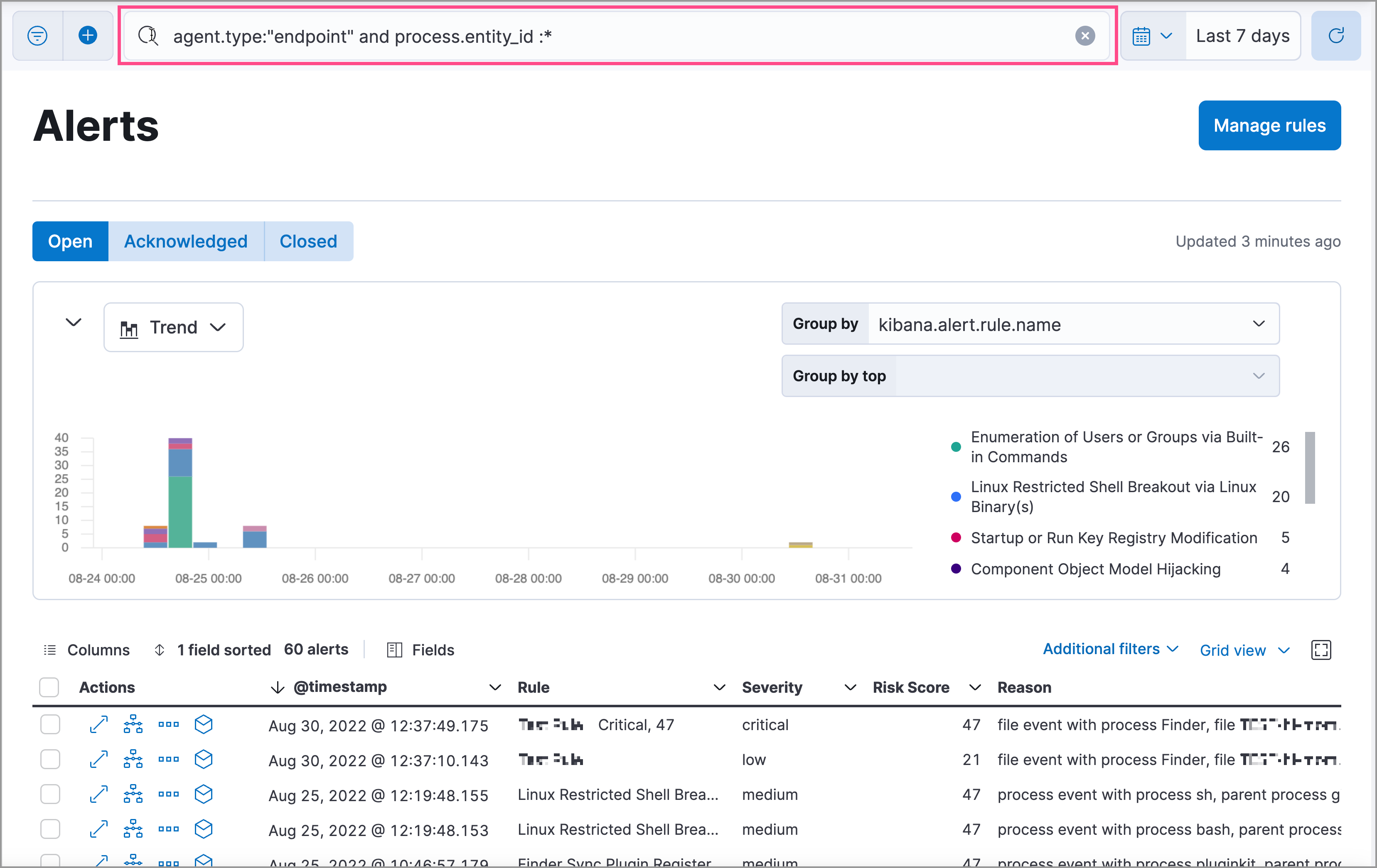 KQL query for finding analyzable events