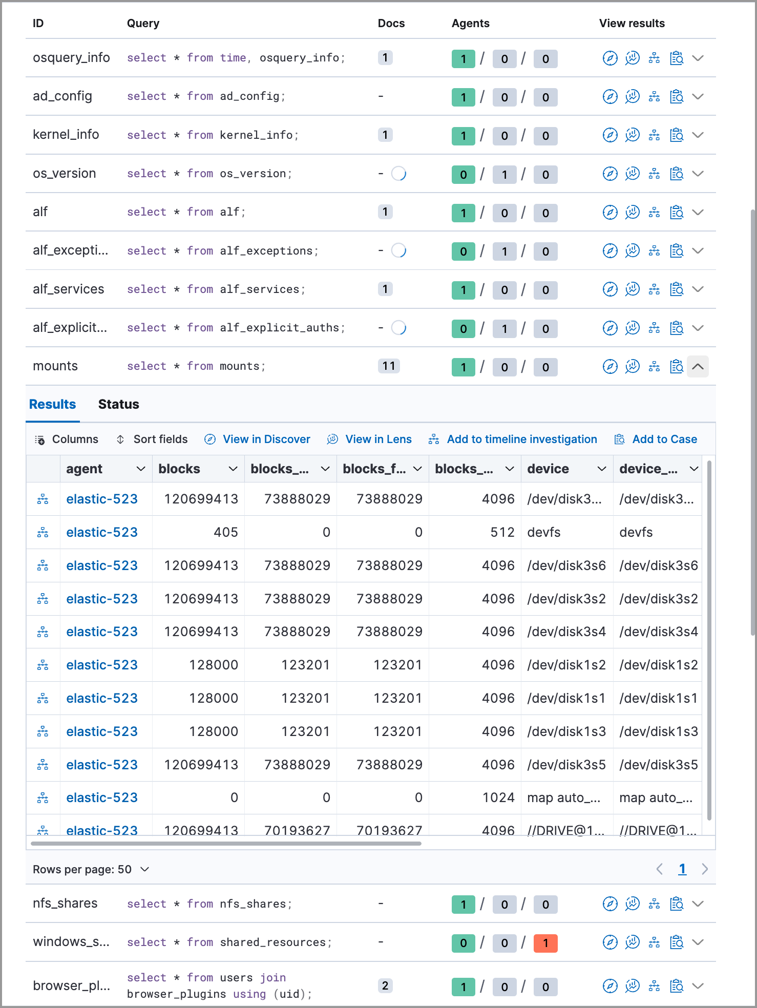 pack query results