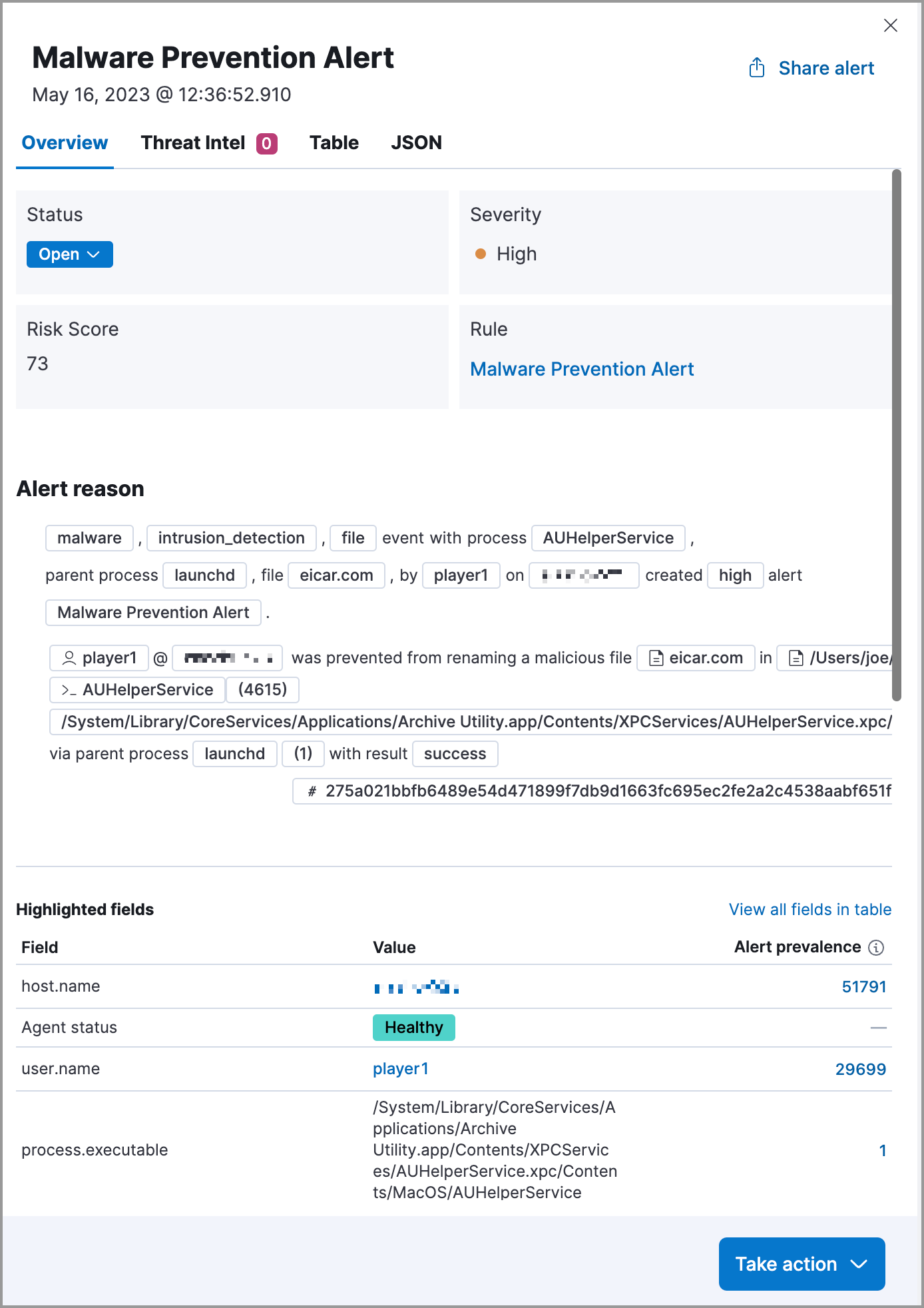 Alert details flyout