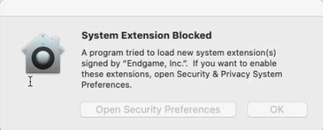 System extension blocked