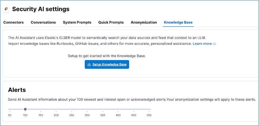 AI Assistant’s settings menu open to the Knowledge Base tab