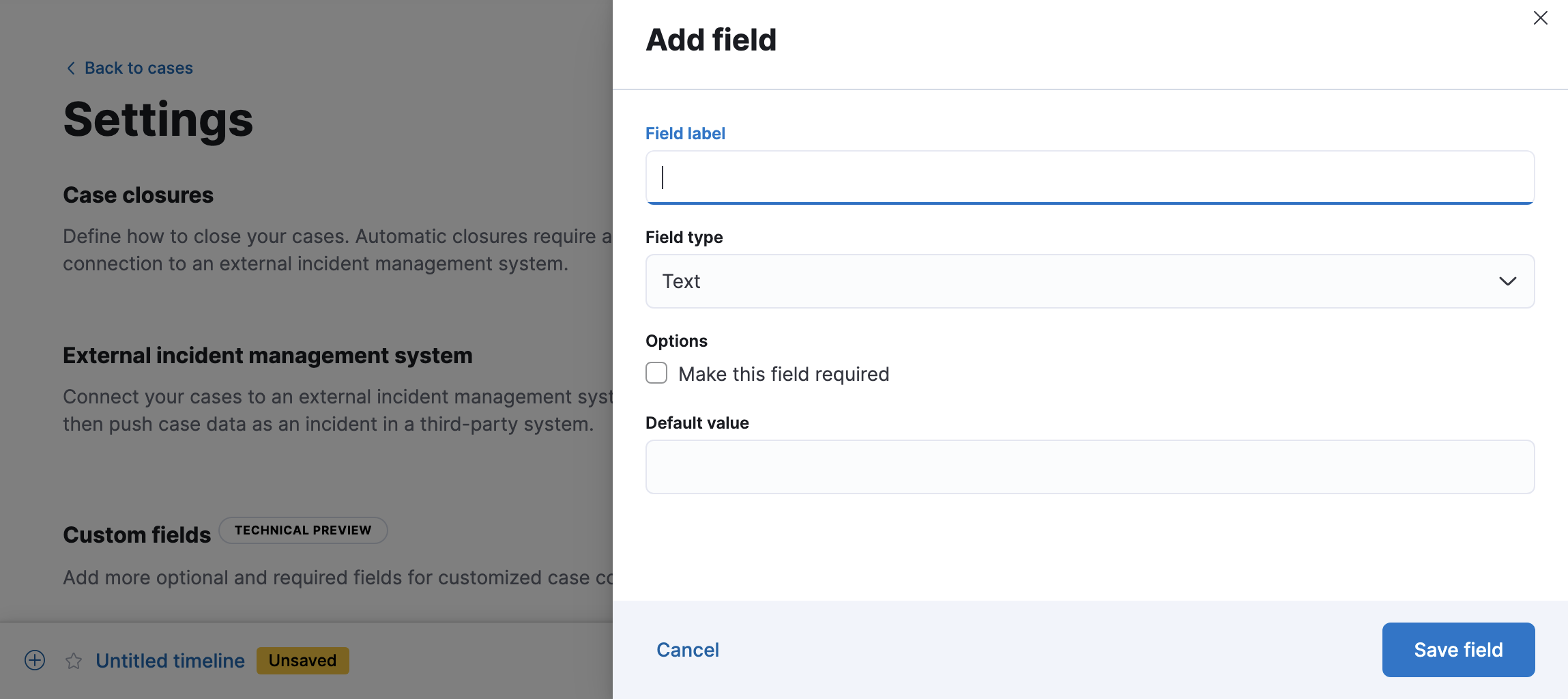 Add a custom field in case settings