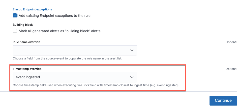  detections timestamp override