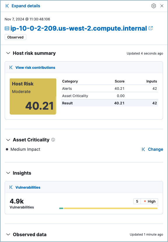 Host details flyout