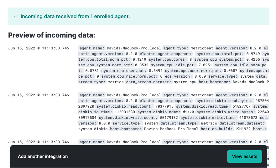 Preview of incoming data