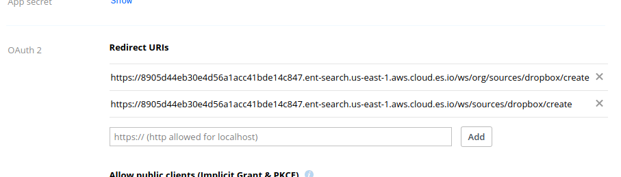 dropbox redirect uris