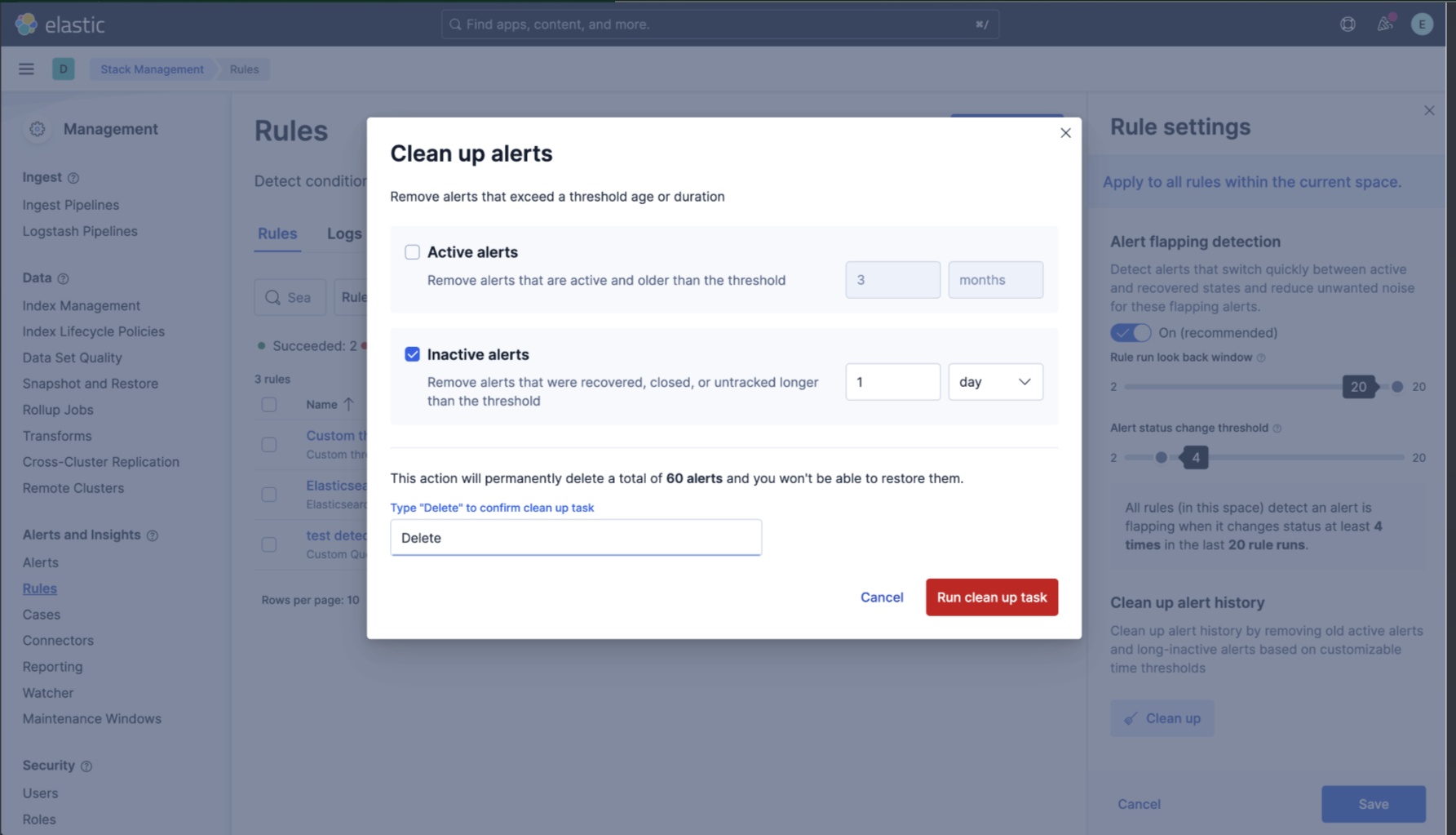 Alerts history clean-up available in Technical Preview