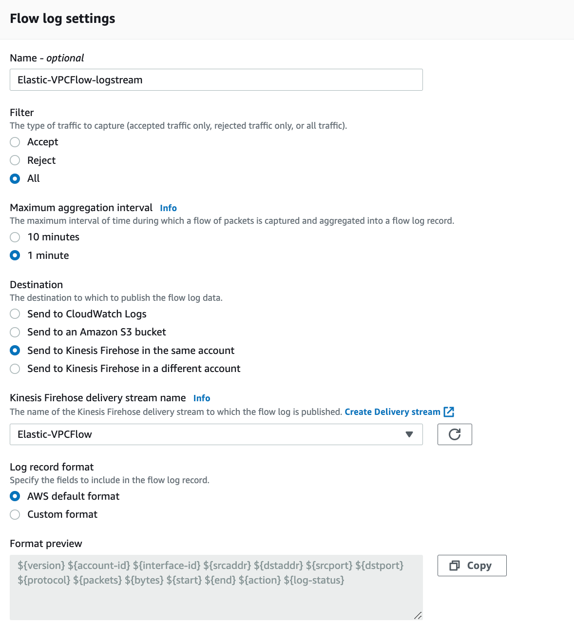 flow log settings