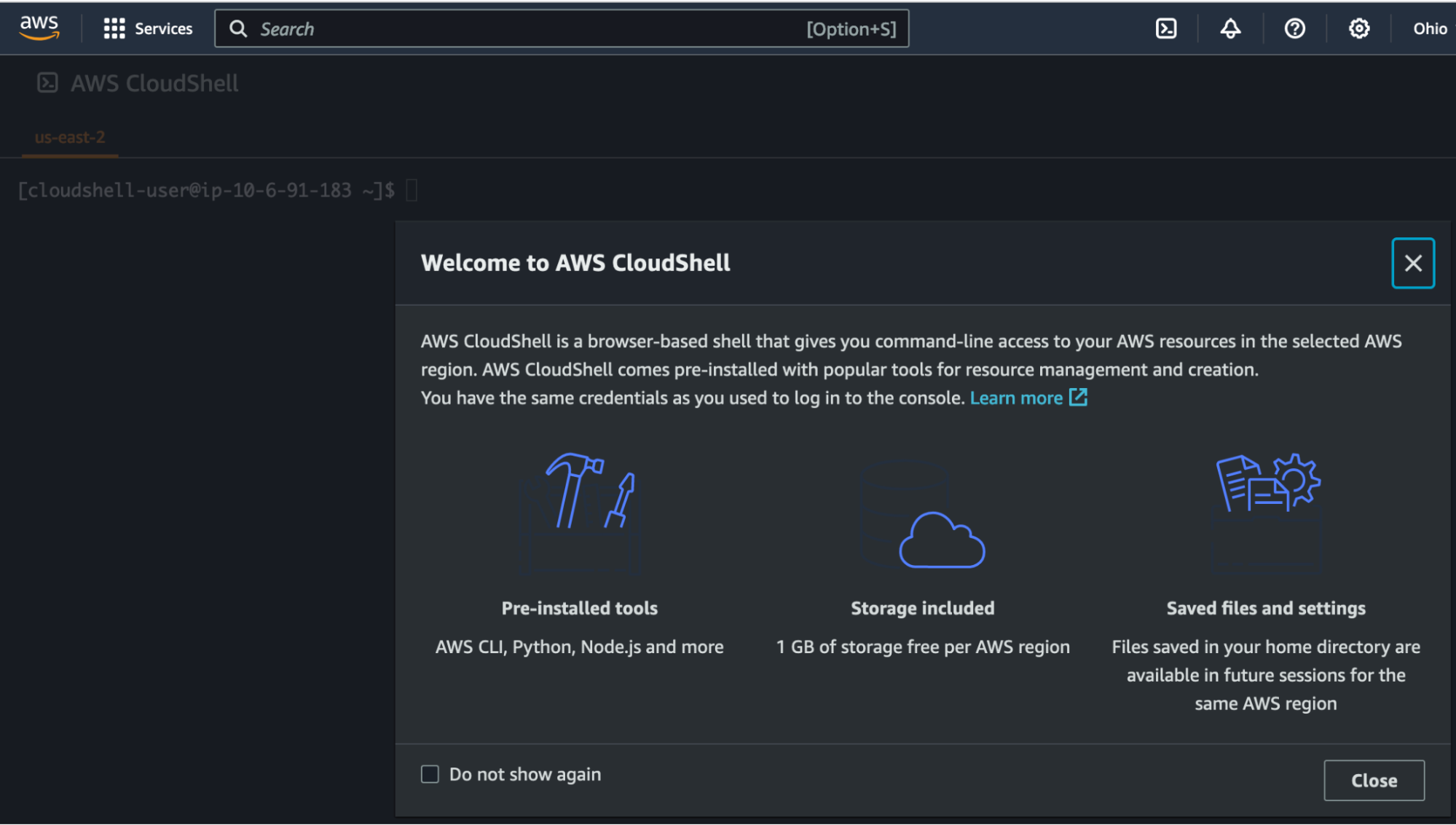 6 welcome to aws cloudshell