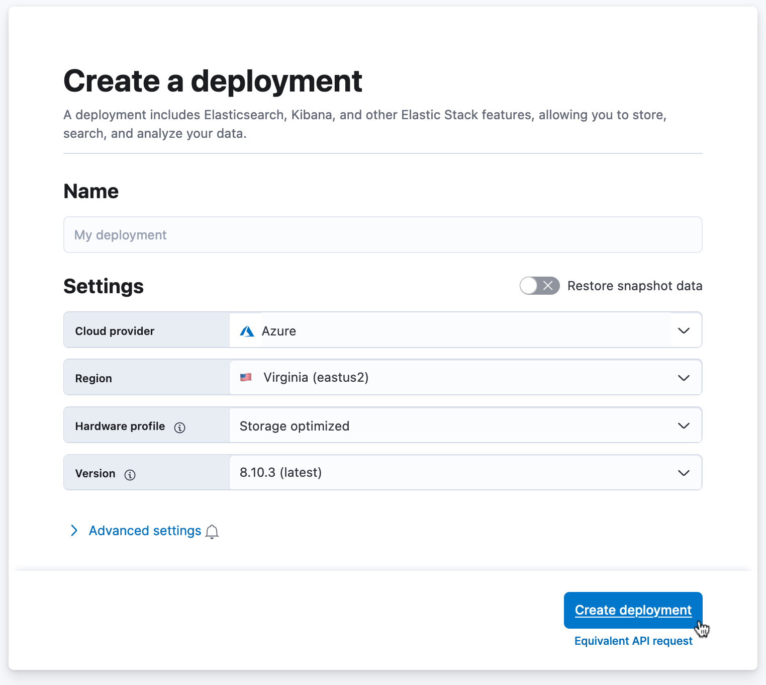 create deployment