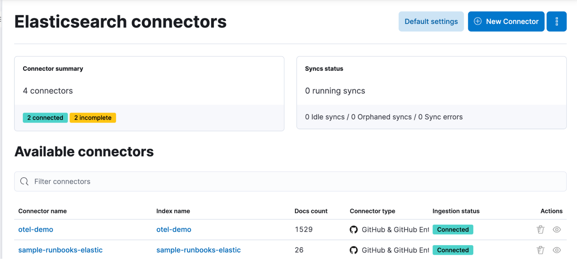 1 - elasticsearch connectors