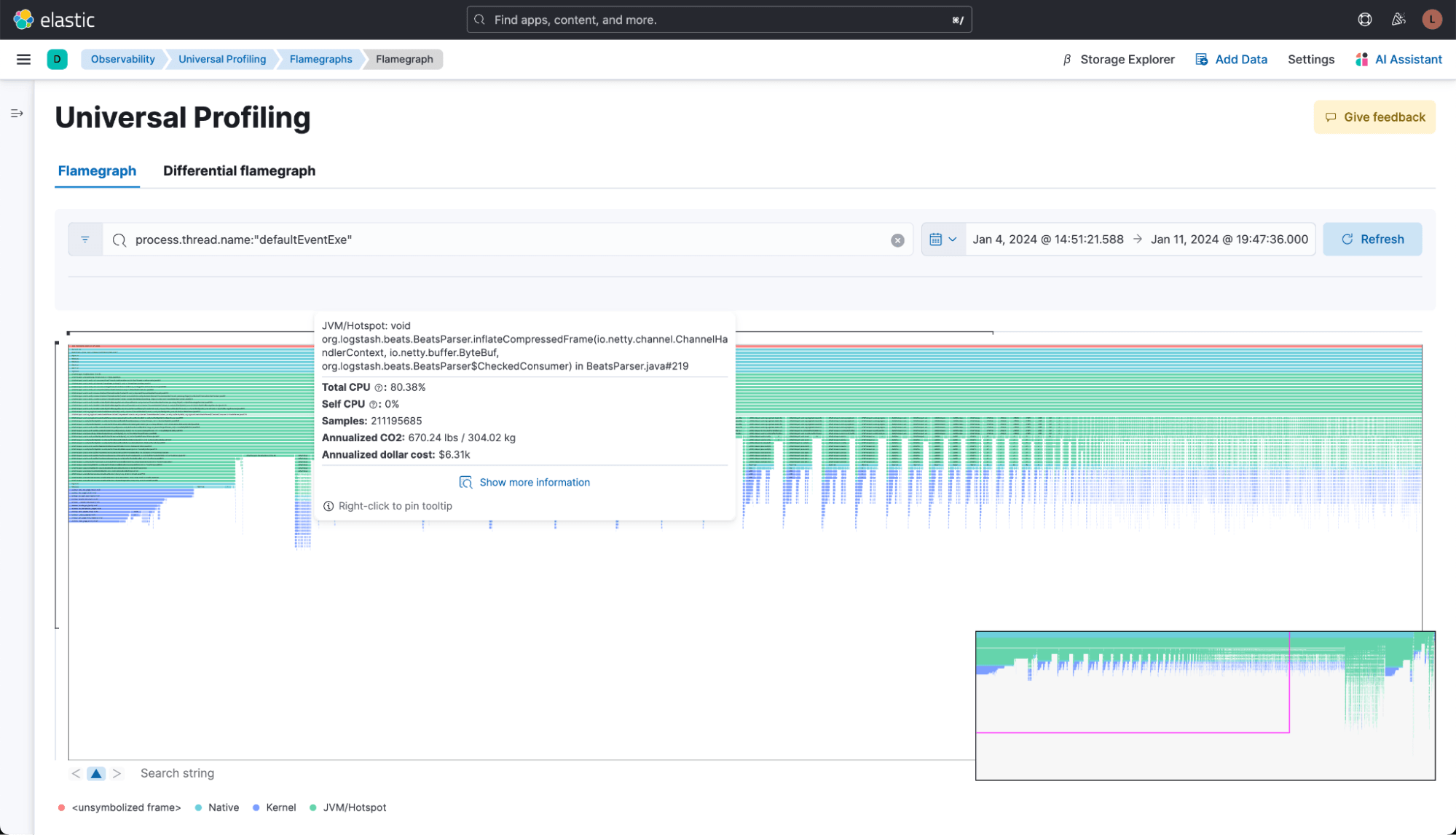 3 - flamegraph shows hosts running in QA environment 