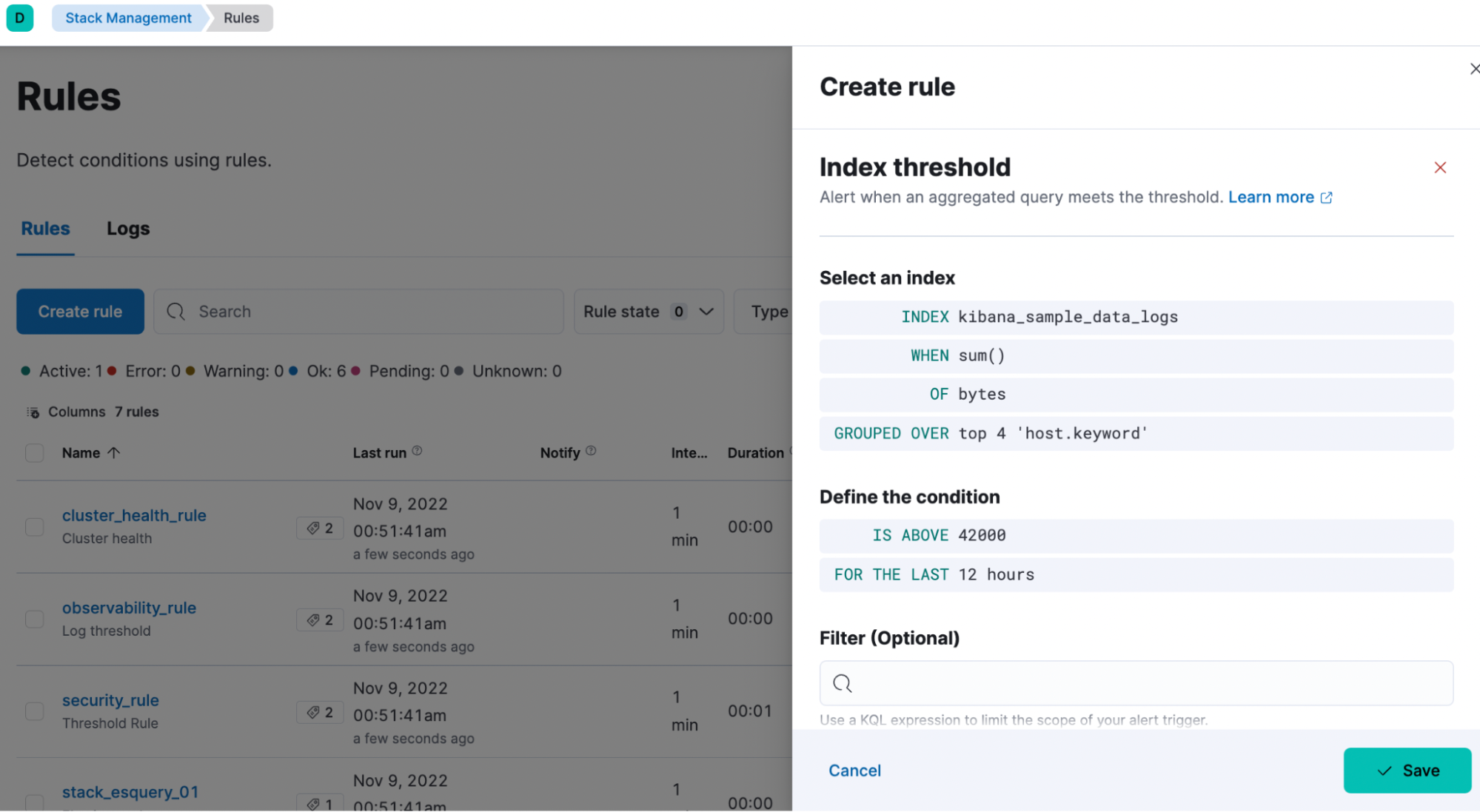 kubernetes create rule