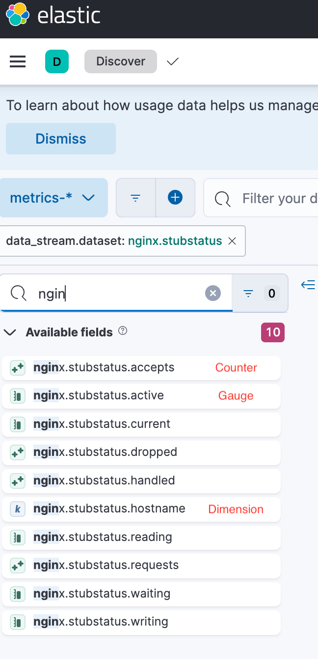 Discover search for TSDS metrics