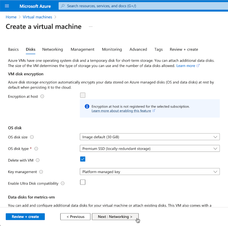 create a virtual machine next networking