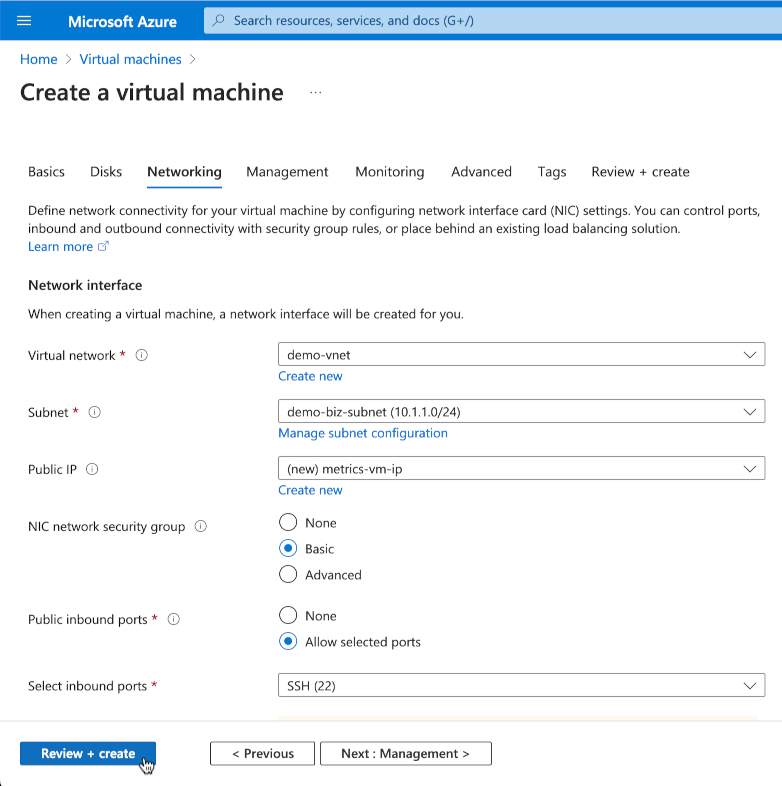 create virtual machine review create