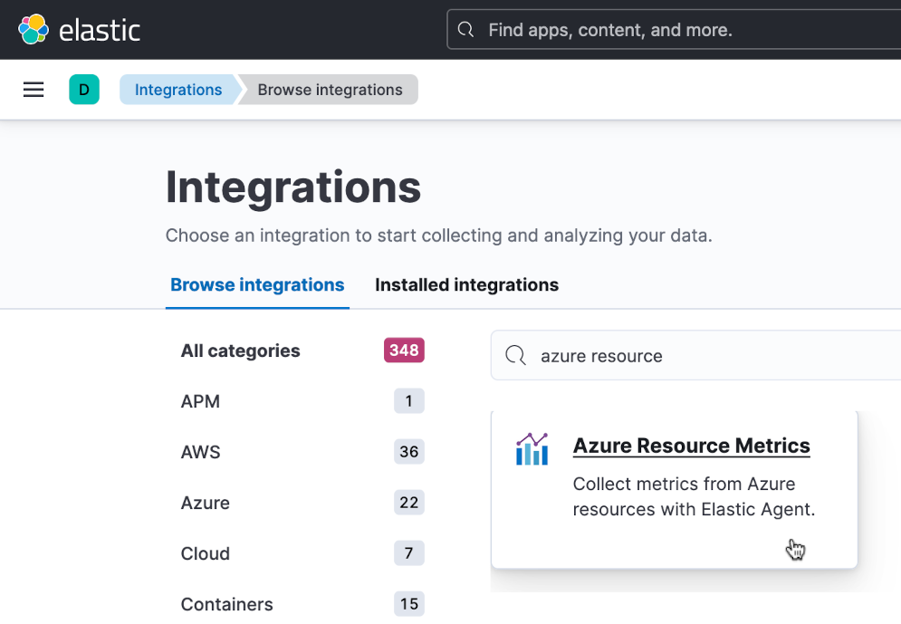 integrations azure resource metrics