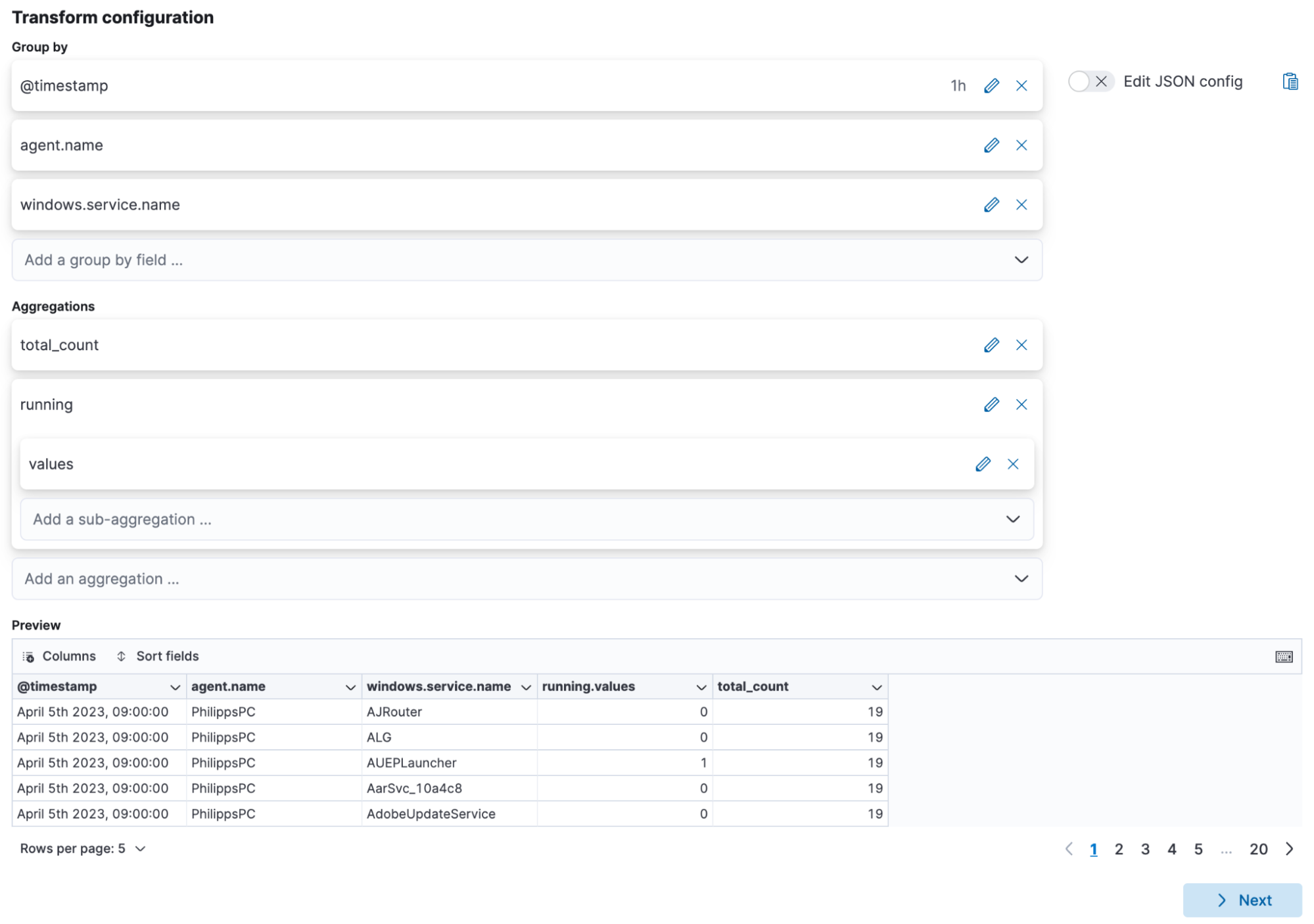 transform configuration