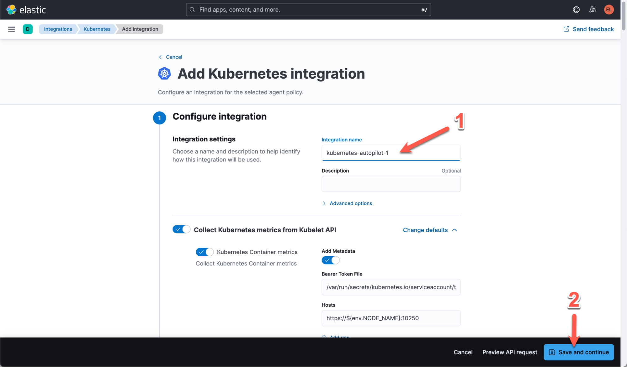 elastic agent GKE autopilot add kubernetes integration