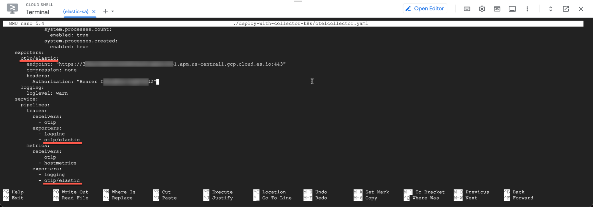 elastic agent GKE autopilot terminal telemetry