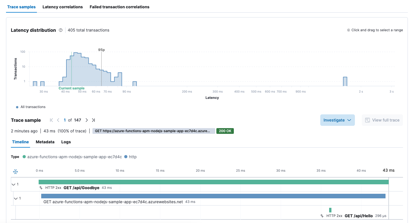 latency distribution trace sample