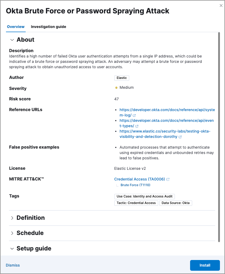 Prebuilt rule details flyout