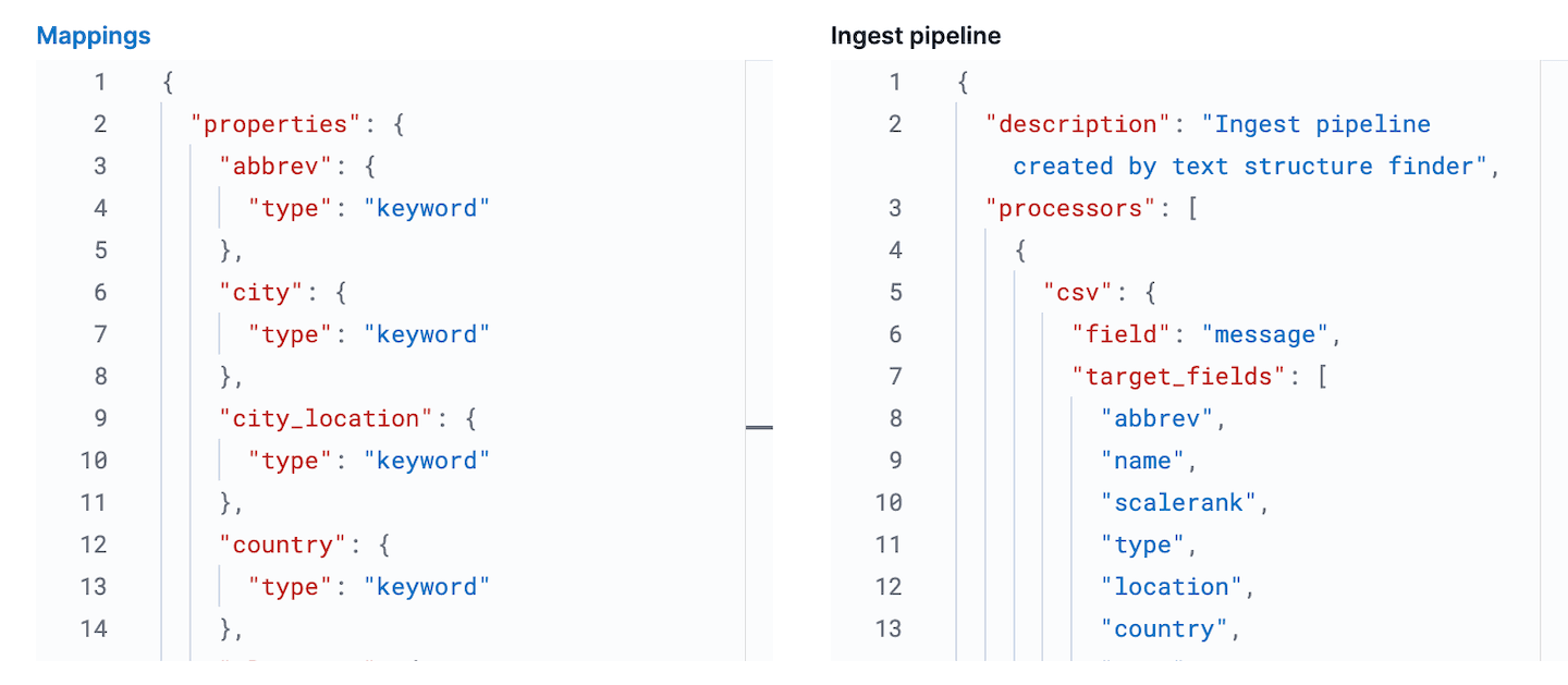 Kibana Upload - Field mappings