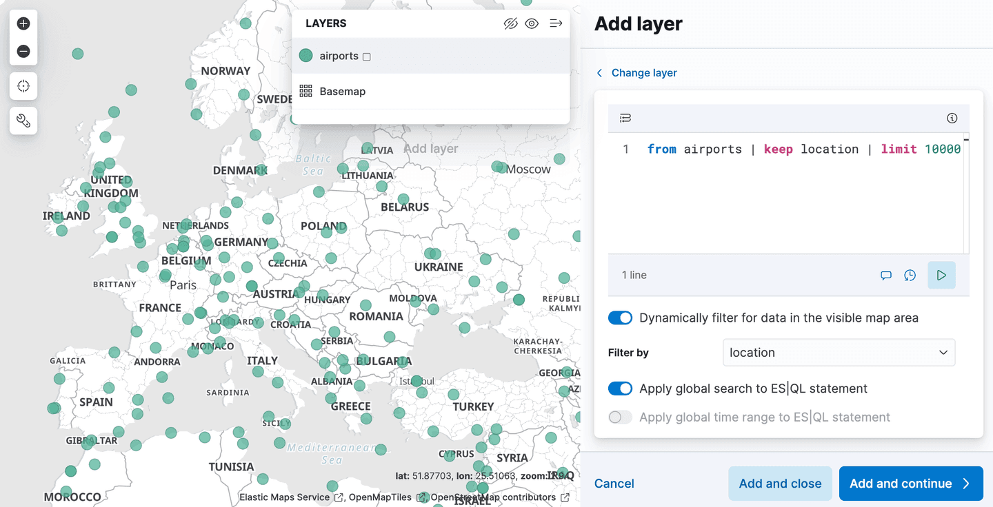 Kibana ES|QL - Airports