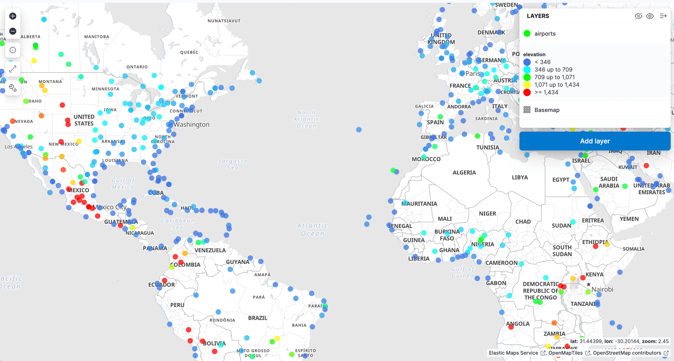 Kibana Maps - Airports