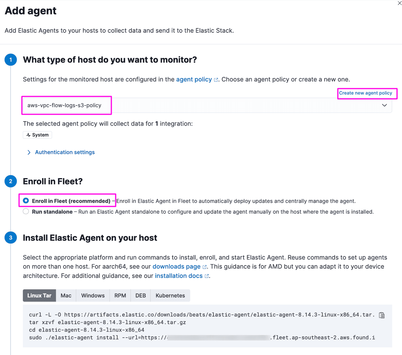 aws vpc flow elastic agent install 2