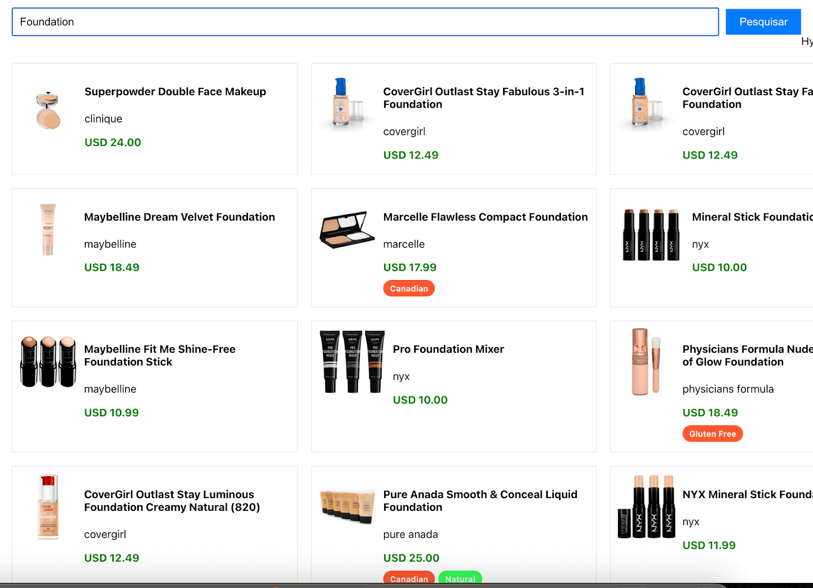 Search for the term "Foundation" without promoting any products