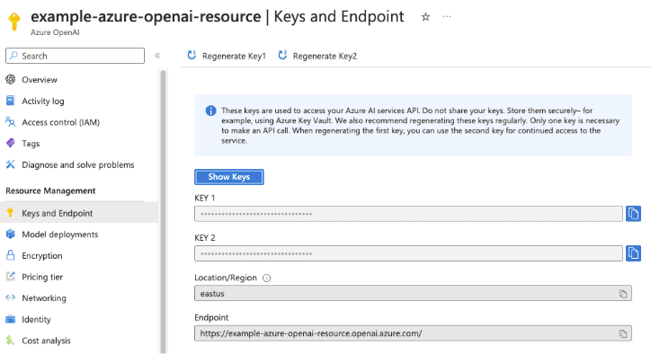 Keys and Endpoint