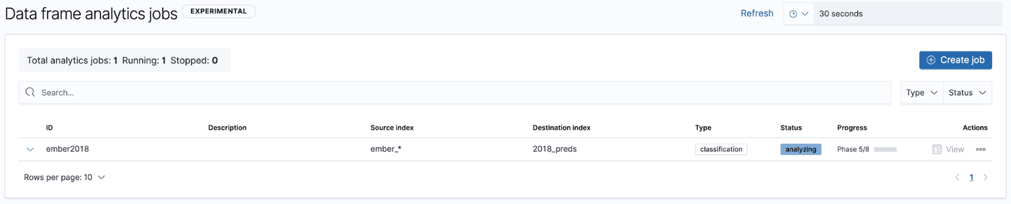 Tracking job progress in the Machine Learning app