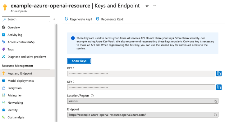 Keys and Endpoint