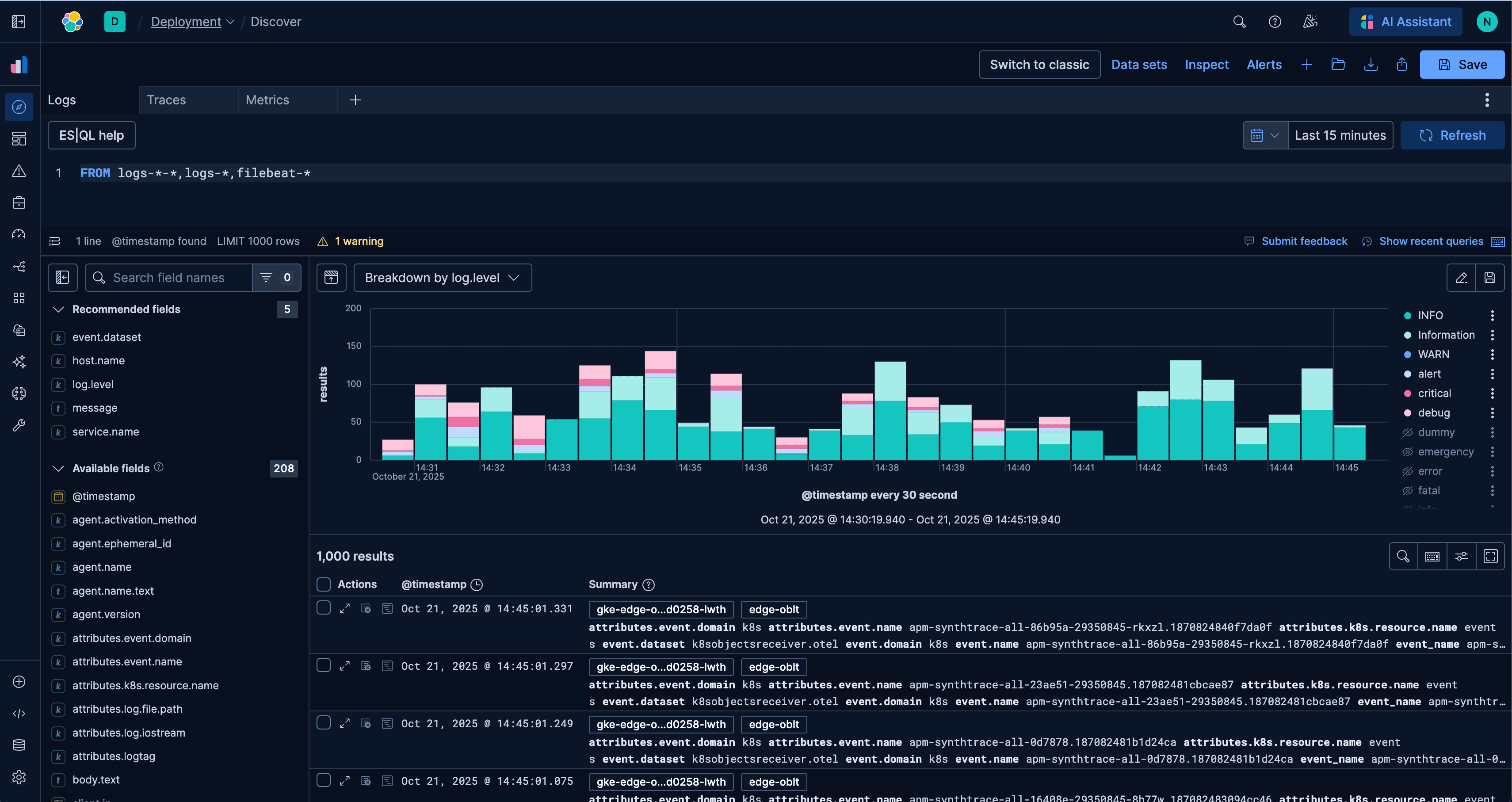 A new era for Elastic Discover: ES|QL, context & multi-tabs