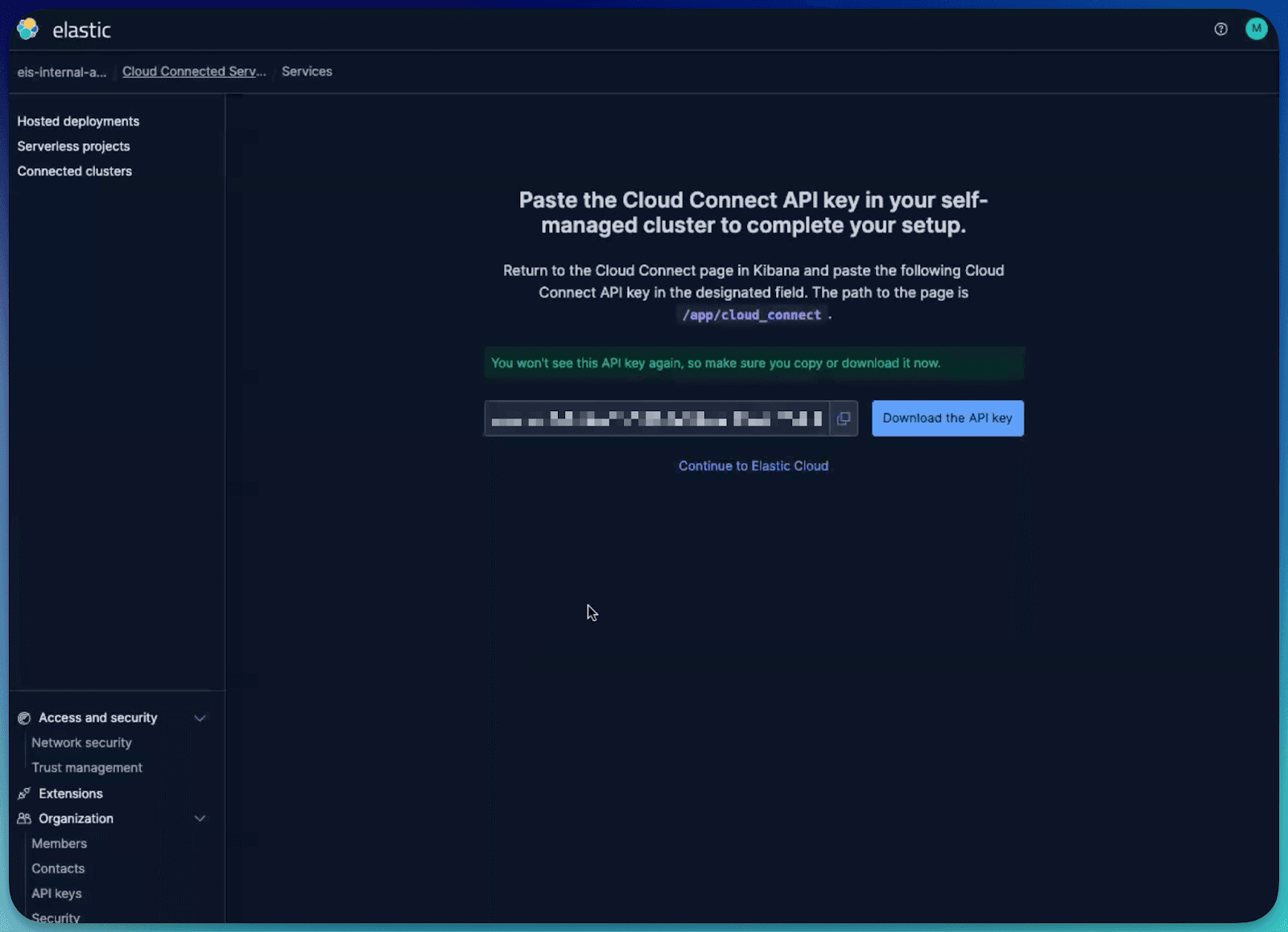 Cloud Connect API key