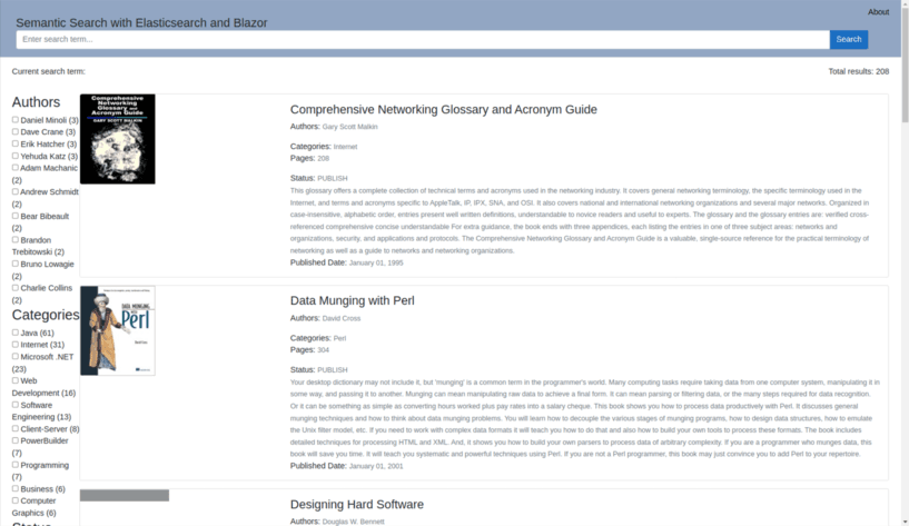 Blazor page after adding styles for the search page