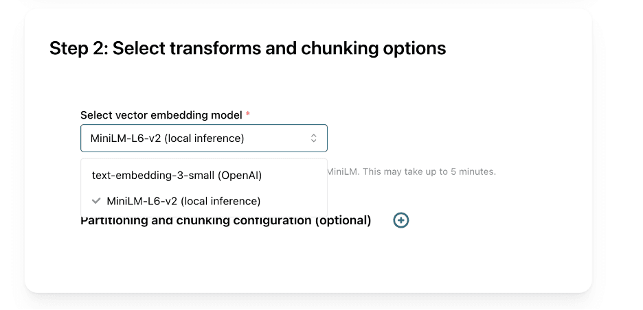 Select chunking options