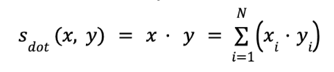 Dot product similarity formula in vector search