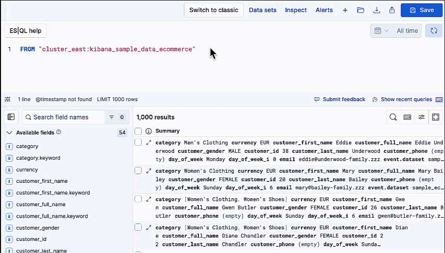 The inspect tool to analyze cross-cluster search details.