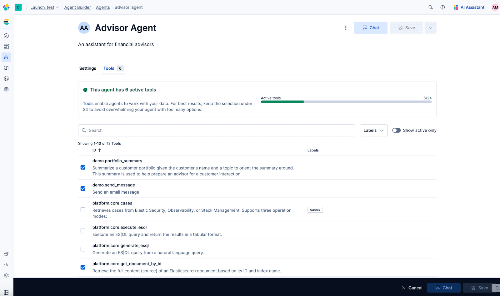 Add the workflow tool to your custom agent.