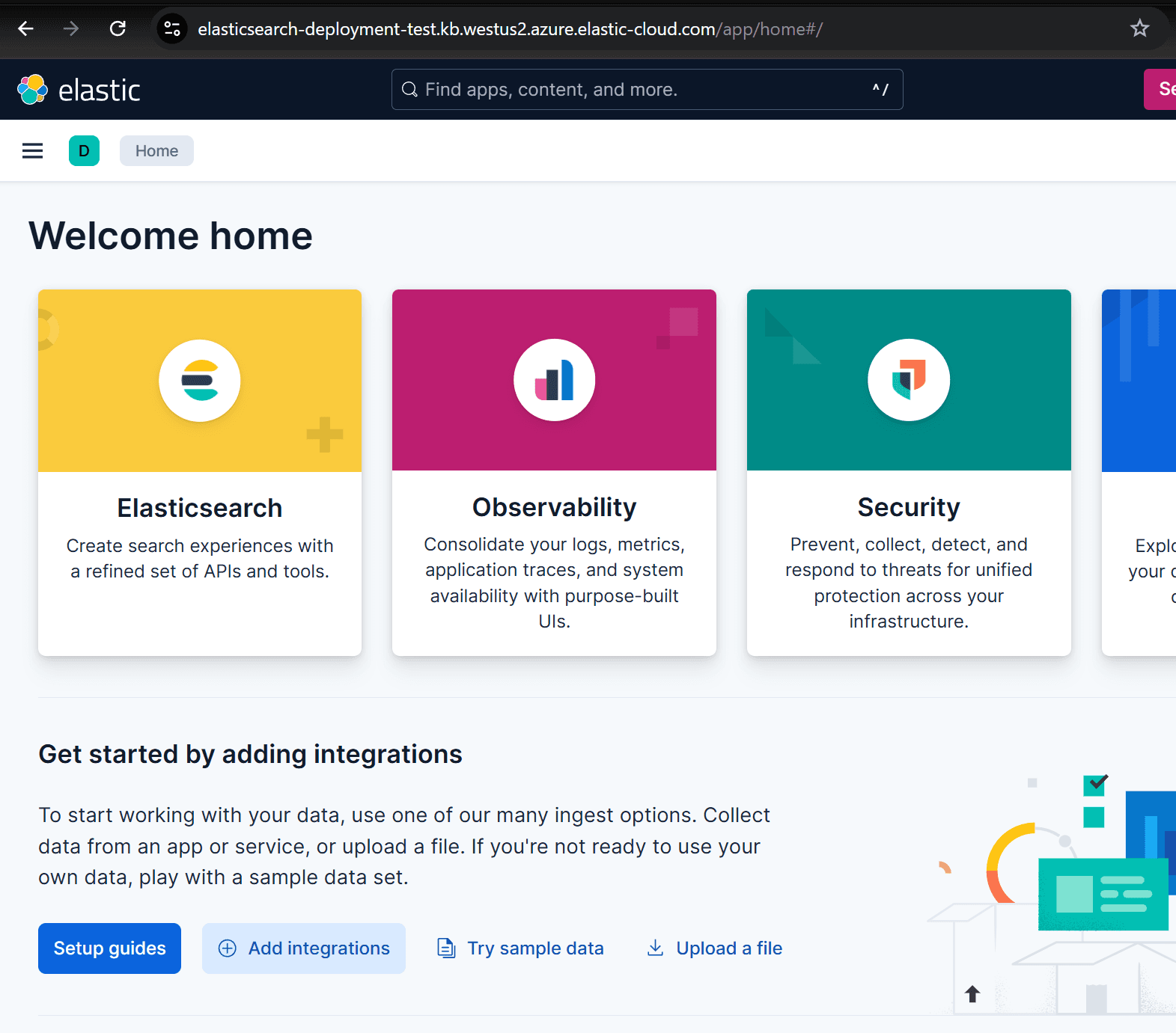 Image showing a successful deployment of Elastic Cloud from Azure Marketplace.
