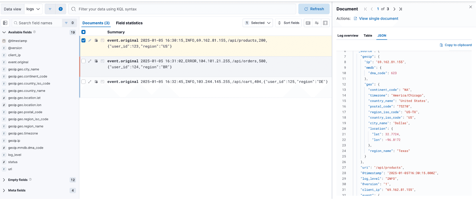 Logstash to Elasticsearch: View the indexed data