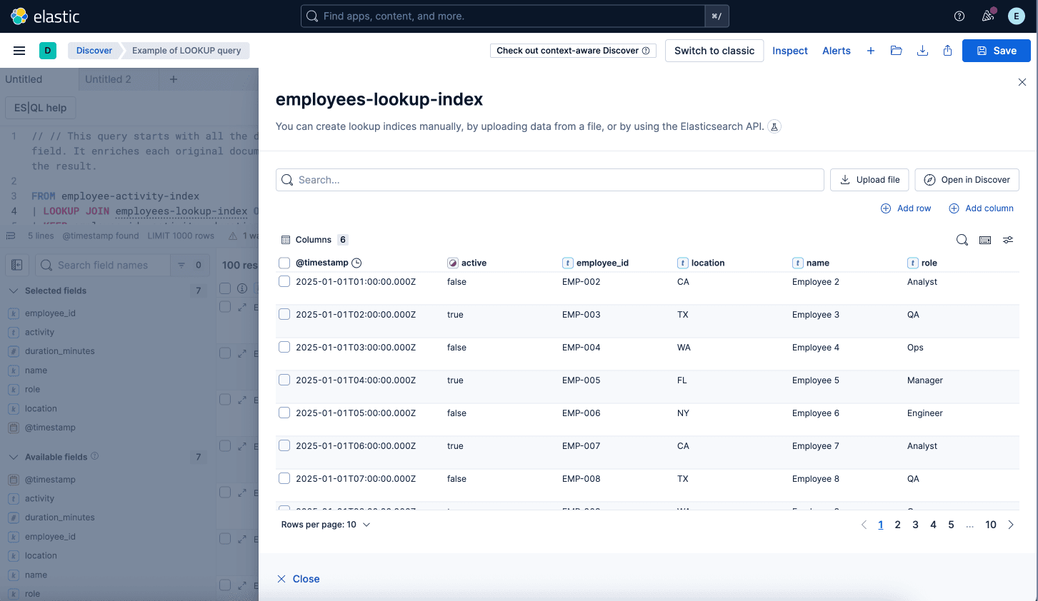 Example of a LOOKUP query